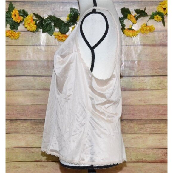 Vintage JCPenny JCP Blush Pink Nylon Camisole Slip Tank Top Lace Trim Size 40 L - Picture 5 of 11